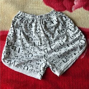 Gray Shorts with Black Graphic Print